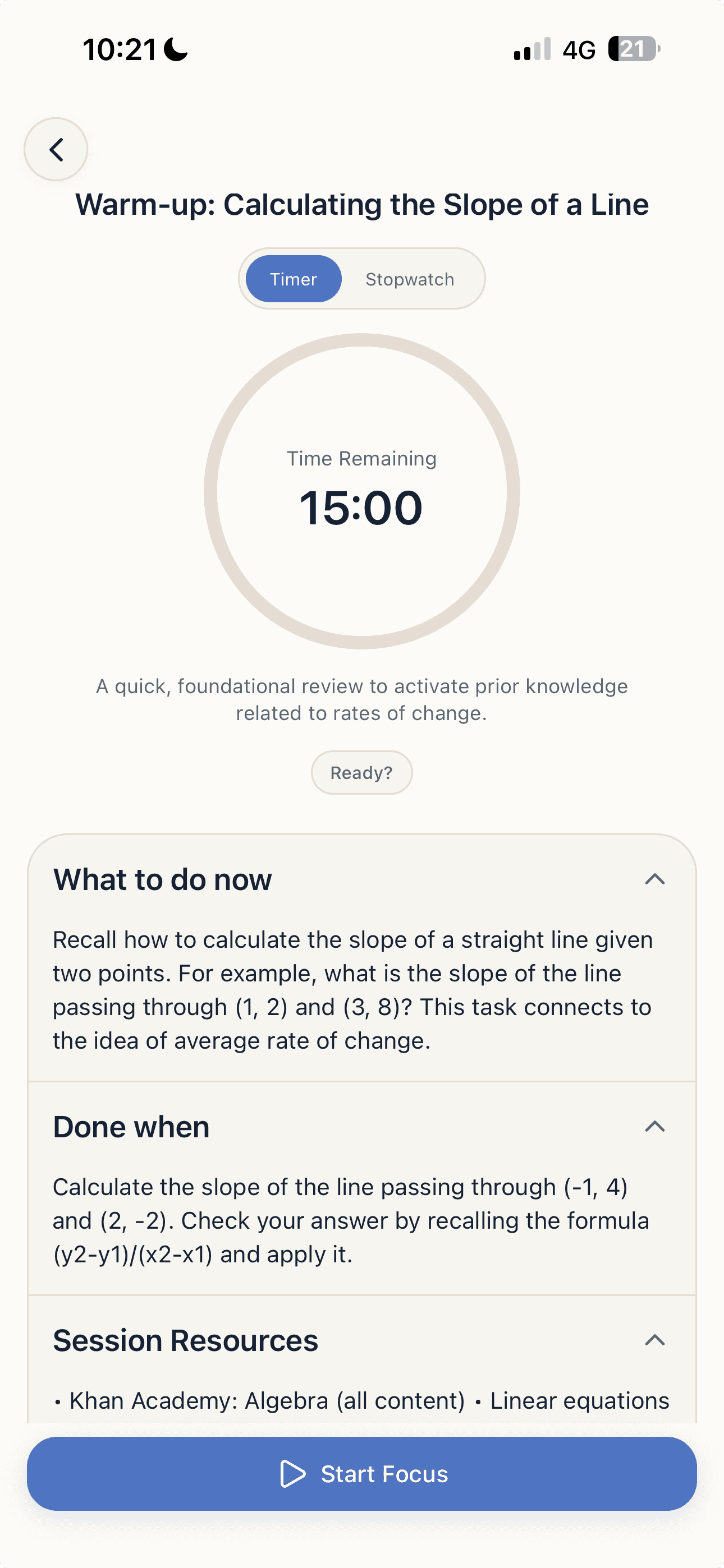 Start with a guided focus block
